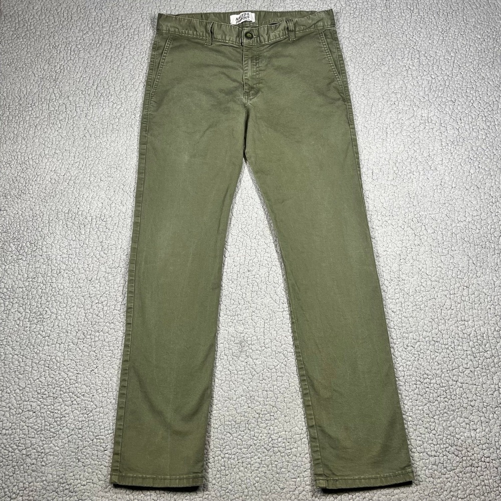 Naked & Famous Slim Chino Olive Green Khaki Stretch Pants Mens 33 015254